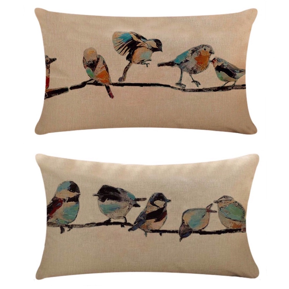 (2) Sparrows On A Branch Throw Pillow Cover NWT